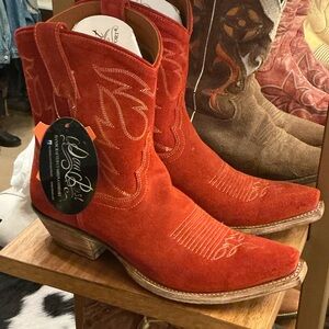 Dan Post Red Suede Snip Toe Boots